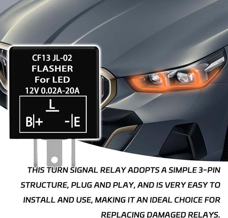SamWinGear Flasher Relay for LED Turn Signal CF13 LED Flasher Relay 3-Pin 12V LED Electronic Turn Signal Flash Plugin Flasher for Lights Fix Hazard Warn Hyper Blink Flash CF-13 EP34 JL-02(Fixed) - Image 5